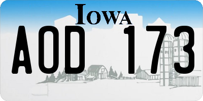 IA license plate AOD173