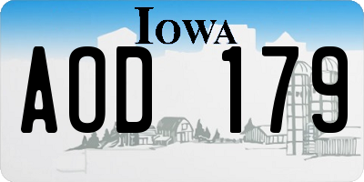 IA license plate AOD179