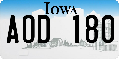IA license plate AOD180