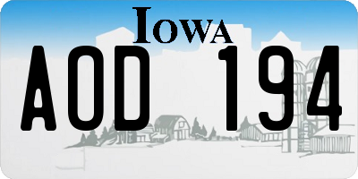 IA license plate AOD194