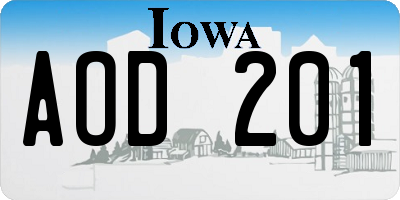 IA license plate AOD201
