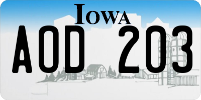 IA license plate AOD203
