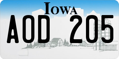 IA license plate AOD205