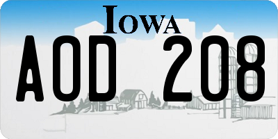 IA license plate AOD208