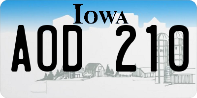 IA license plate AOD210