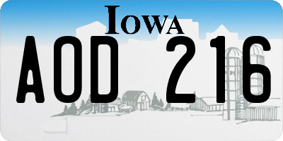 IA license plate AOD216