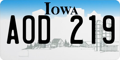 IA license plate AOD219
