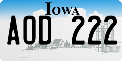 IA license plate AOD222