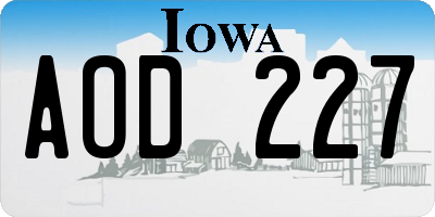 IA license plate AOD227