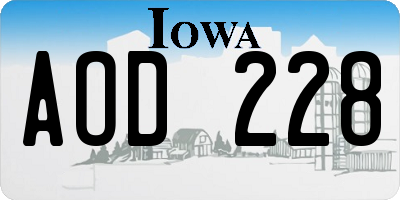 IA license plate AOD228