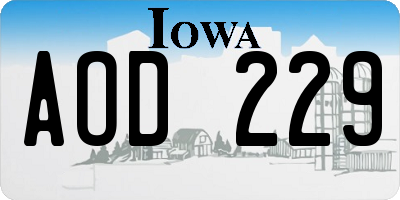 IA license plate AOD229