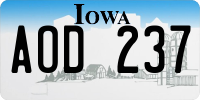 IA license plate AOD237