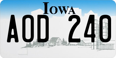 IA license plate AOD240