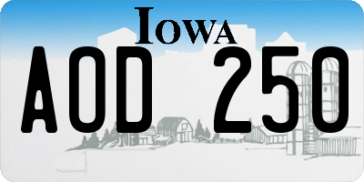 IA license plate AOD250