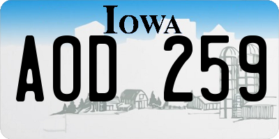IA license plate AOD259