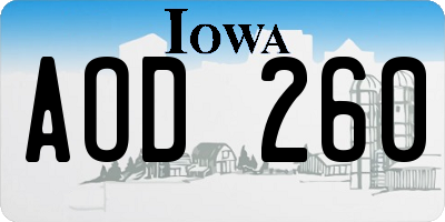 IA license plate AOD260