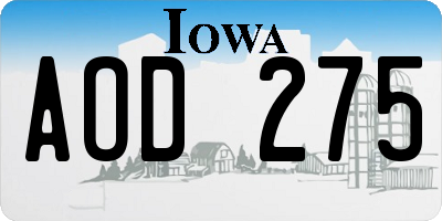 IA license plate AOD275