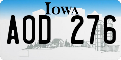 IA license plate AOD276