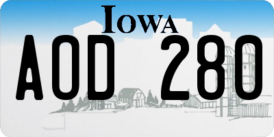 IA license plate AOD280