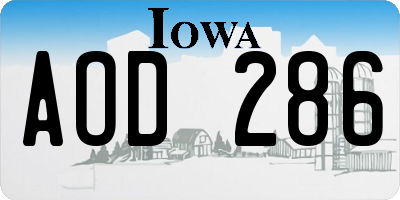 IA license plate AOD286