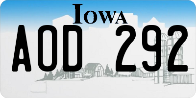 IA license plate AOD292