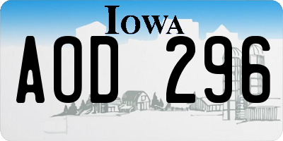 IA license plate AOD296