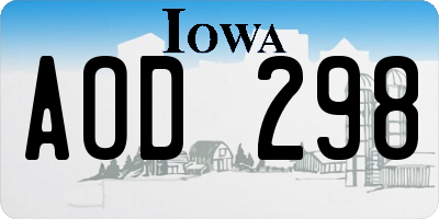 IA license plate AOD298