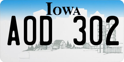 IA license plate AOD302