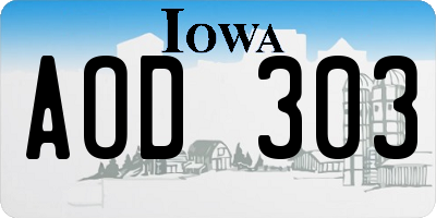 IA license plate AOD303