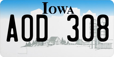 IA license plate AOD308