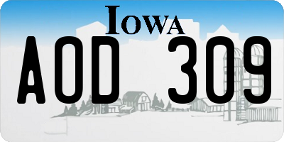 IA license plate AOD309
