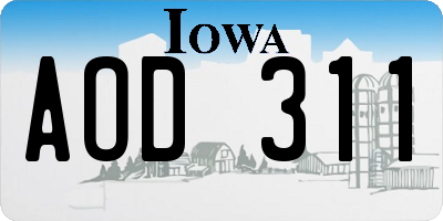 IA license plate AOD311