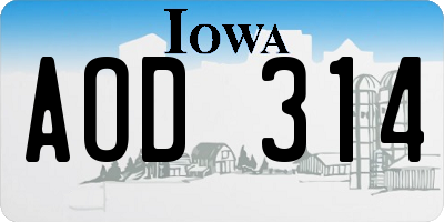 IA license plate AOD314