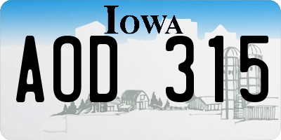 IA license plate AOD315