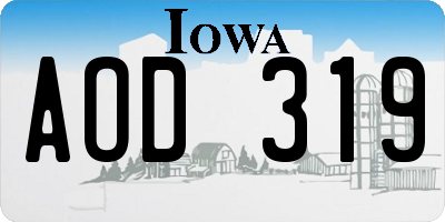 IA license plate AOD319