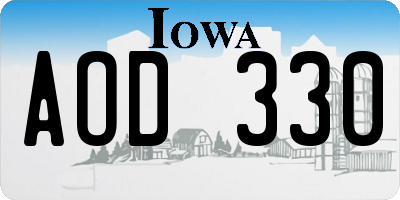 IA license plate AOD330