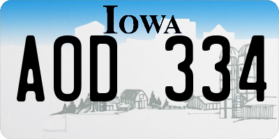 IA license plate AOD334