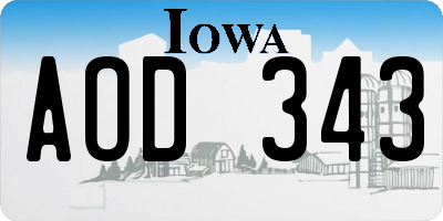 IA license plate AOD343