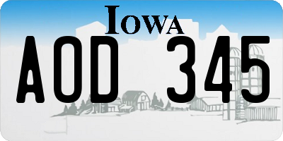 IA license plate AOD345