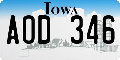 IA license plate AOD346