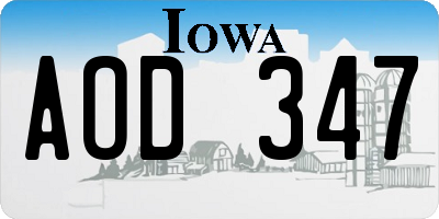 IA license plate AOD347