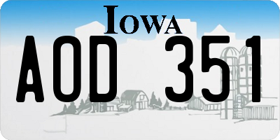 IA license plate AOD351