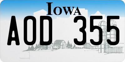 IA license plate AOD355