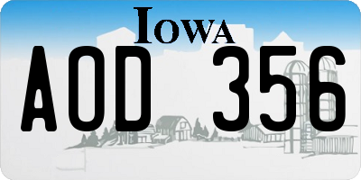 IA license plate AOD356