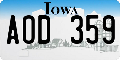 IA license plate AOD359