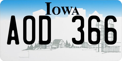 IA license plate AOD366