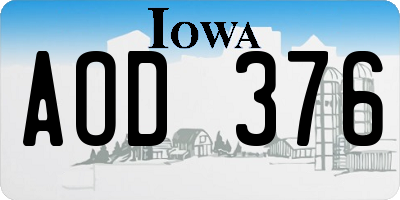 IA license plate AOD376