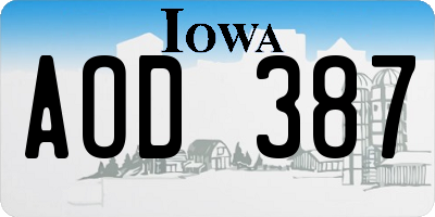 IA license plate AOD387