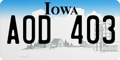 IA license plate AOD403