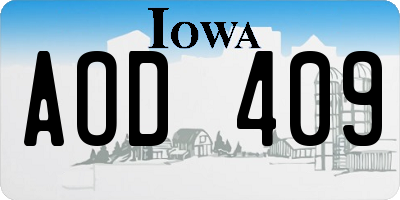 IA license plate AOD409